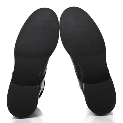 Louis Vuitton Calfskin Monogram Wonderland Flat Ranger Boots 38 Black 5 of 10