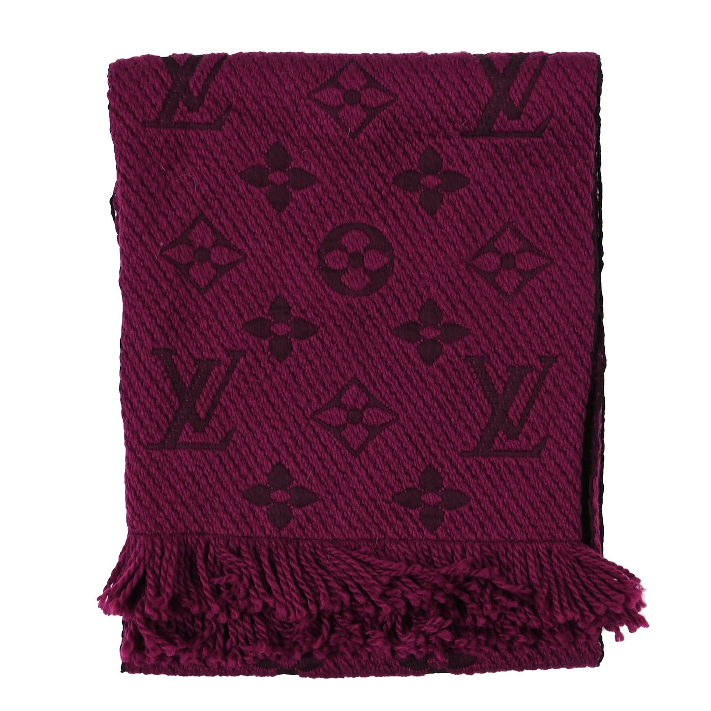 Wool Silk Logomania Scarf Cherry