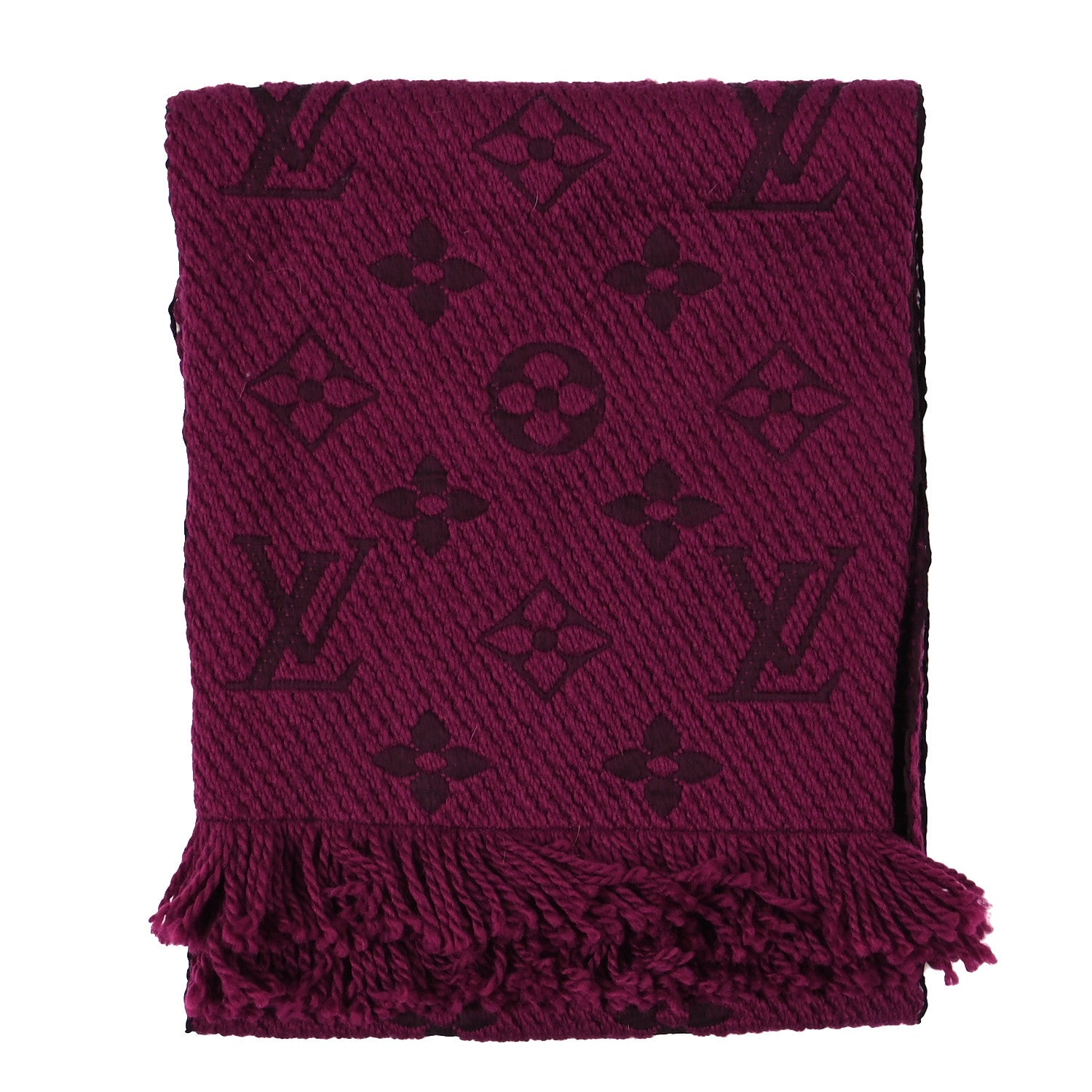 Louis Vuitton Wool Silk Logomania Scarf Cherry 2 of 5