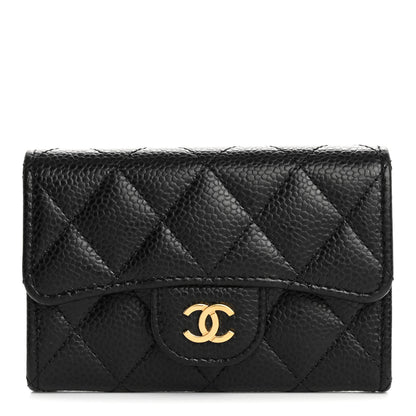 Chanel Caviar Quilted Flap Card Holder Wallet Black 1 of 8