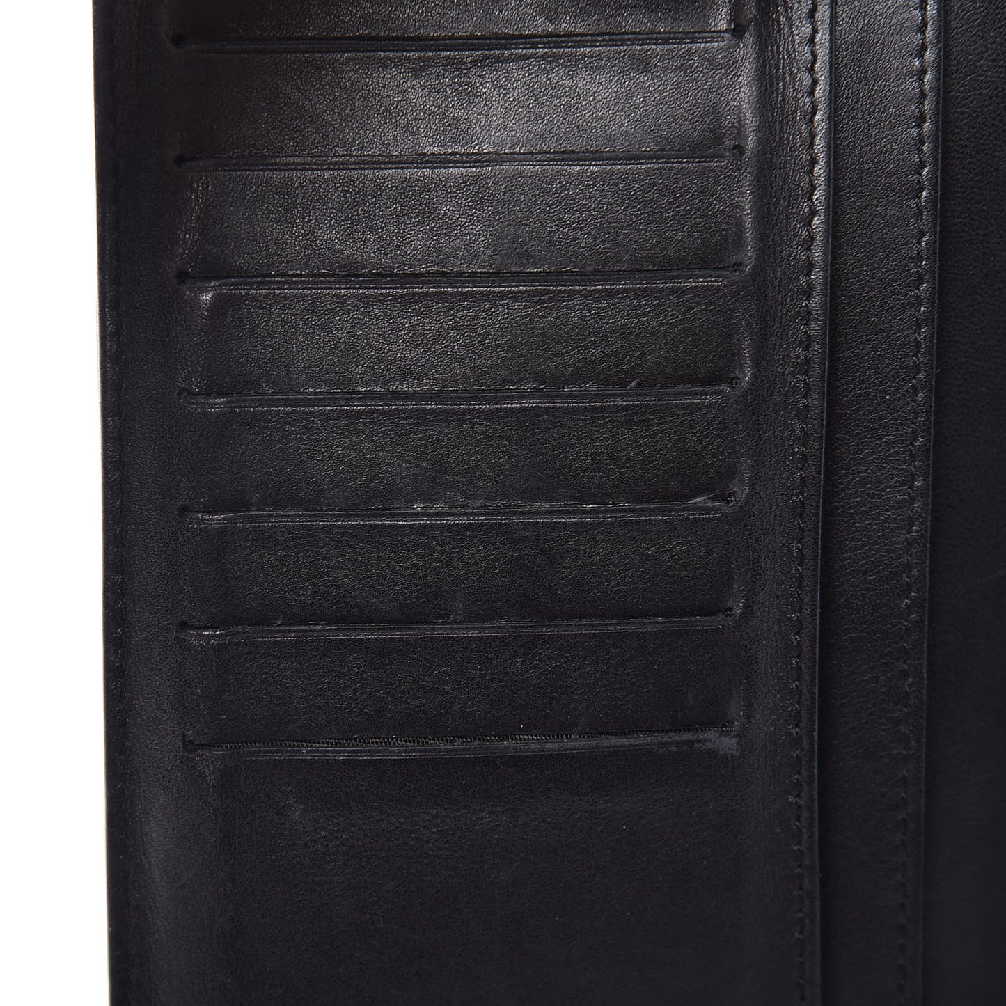 Lambskin Embossed Logo Yen Wallet Black