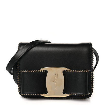 Salvatore Ferragamo Calfskin Studded Mini Vara Bow Rainbow Crossbody Bag Black 1 of 8