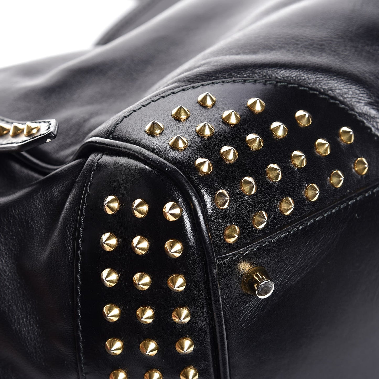 Lambskin Bridle Studs Small Canterbury Tote Black