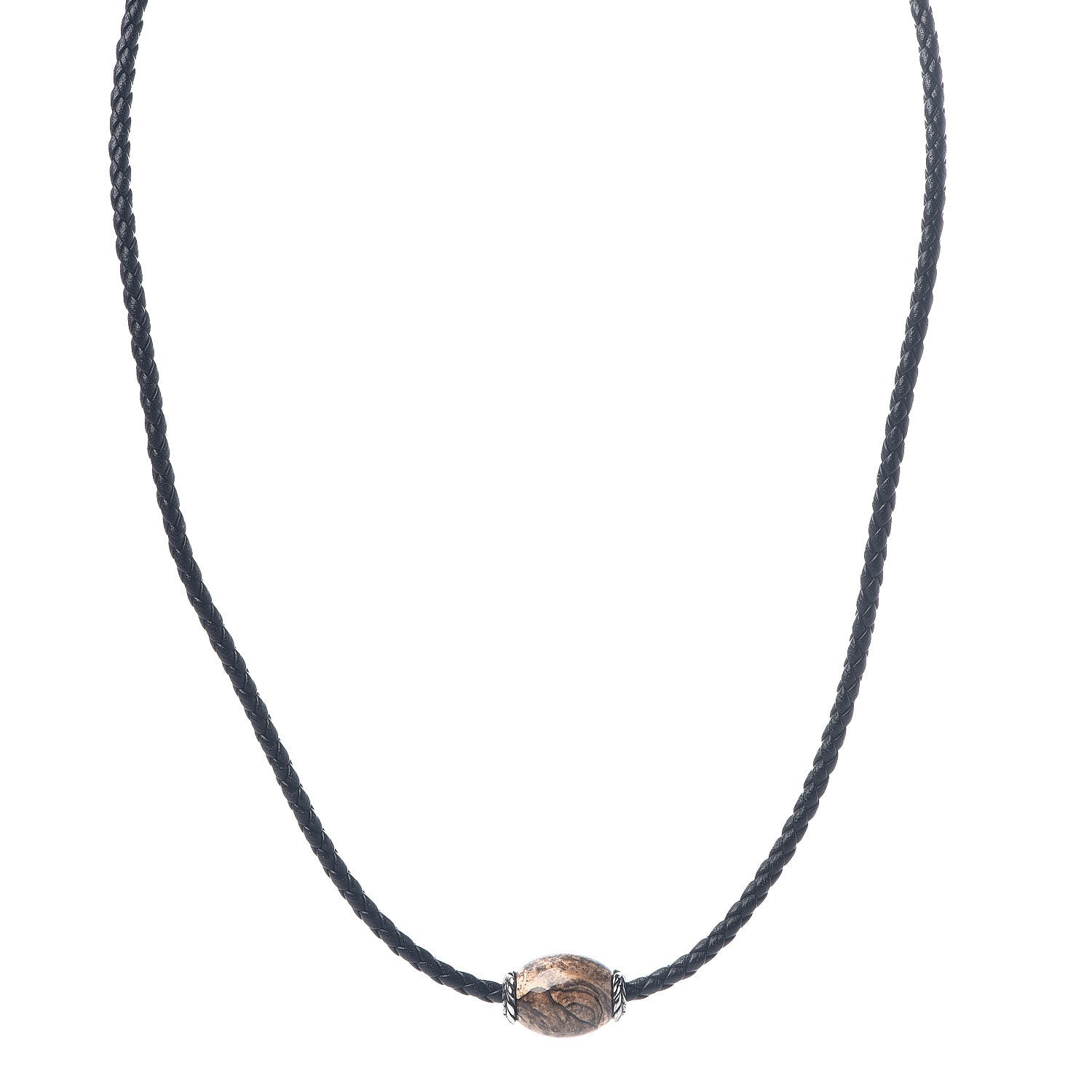 David Yurman Calfskin Sterling Silver Jasper Mens Cord Necklace 1 of 4