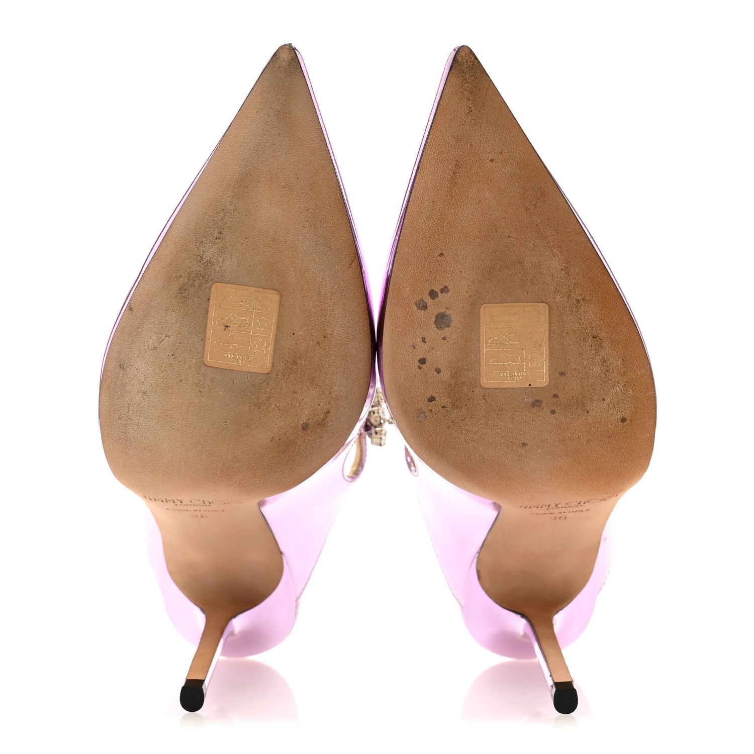 Jimmy Choo Metallic Patent Crystal Bing 100 Pumps 36 Mauve 1884816