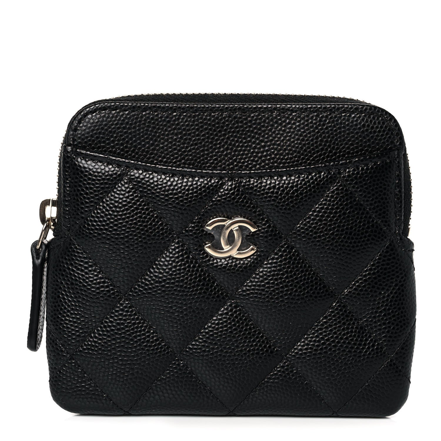Chanel Caviar Quilted Zip Card Holder Wallet Black 1 of 8
