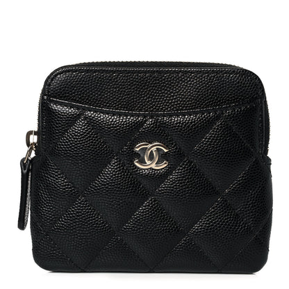 Chanel Caviar Quilted Zip Card Holder Wallet Black 1 of 8
