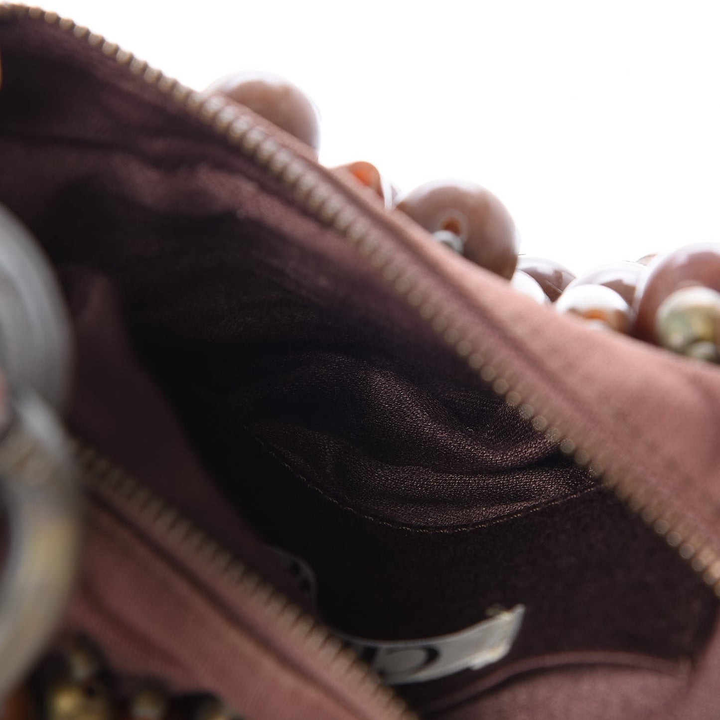 Canvas Beaded Bracelet Bag Brown