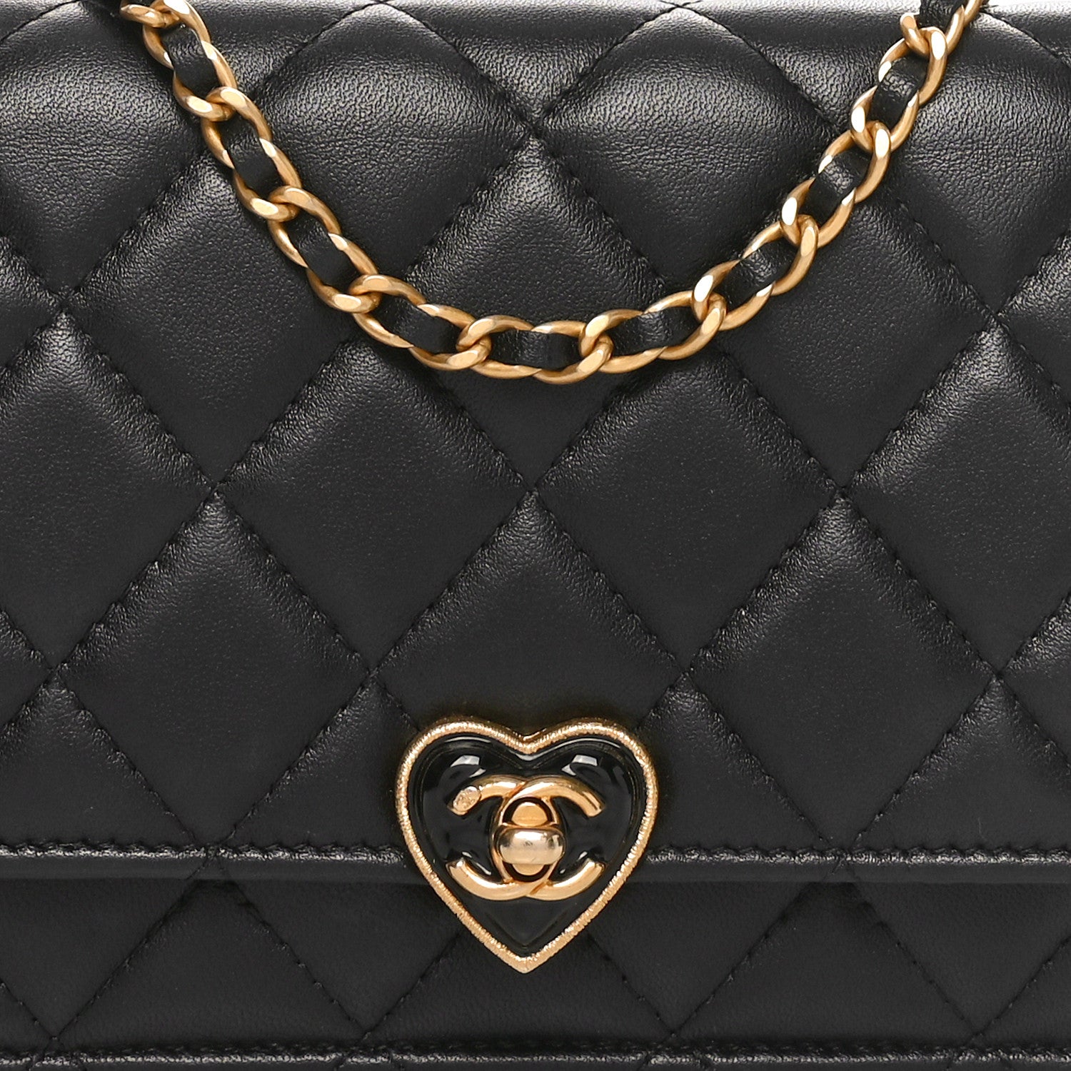 Chanel Lambskin Plexiglass Quilted Coco Love Wallet On Chain WOC Black 9 of 12