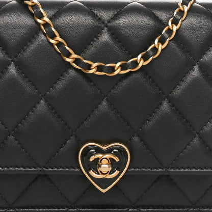 Chanel Lambskin Plexiglass Quilted Coco Love Wallet On Chain WOC Black 9 of 12