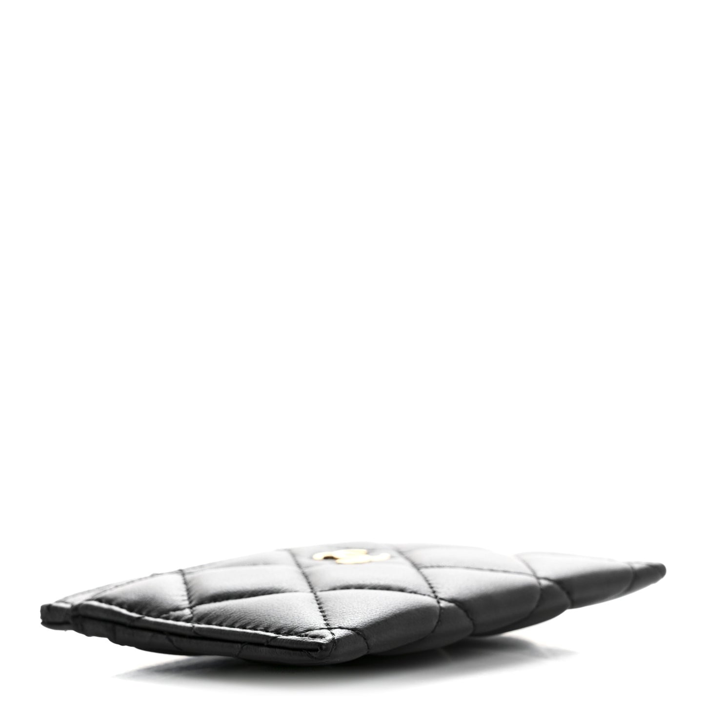 Lambskin Quilted Card Holder Black