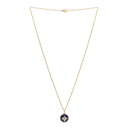 Louis Vuitton 18K Yellow Gold Diamond Lapis Lazuli B Blossom Medallion Pendant Necklace 3 of 5