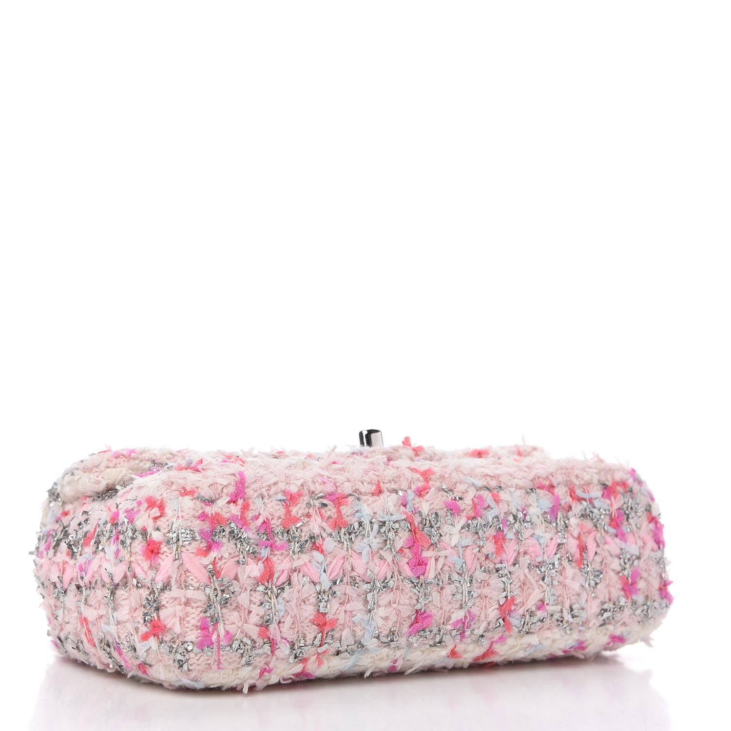 Chanel Tweed Quilted Mini Rectangular Flap Light Pink Silver Blue 4 of 10