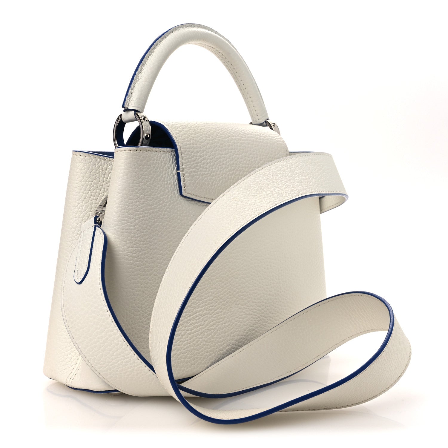 Louis Vuitton Taurillon Capucines BB White Blue 3 of 11