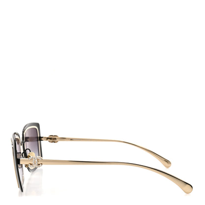 Chanel Metal Crystal CC Logo Sunglasses 71707 Black Gold 3 of 7