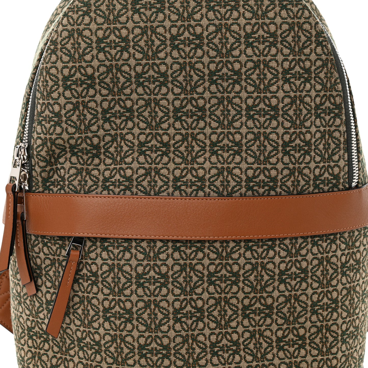 Jacquard Anagram Calfskin Round Backpack Khaki Green