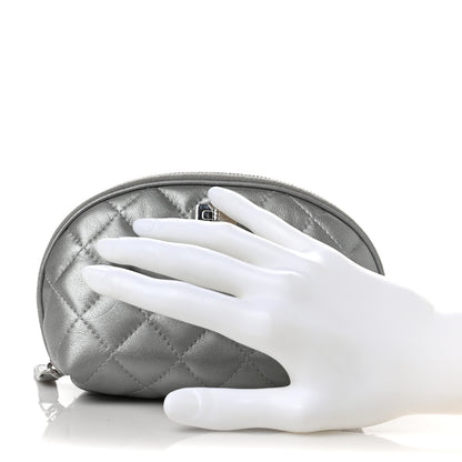 Chanel Metallic Lambskin Quilted Reissue Cosmetic Case Silver 2 of 8