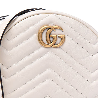 Gucci Calfskin Matelasse Mini GG Marmont Round Shoulder Bag White 10 of 10