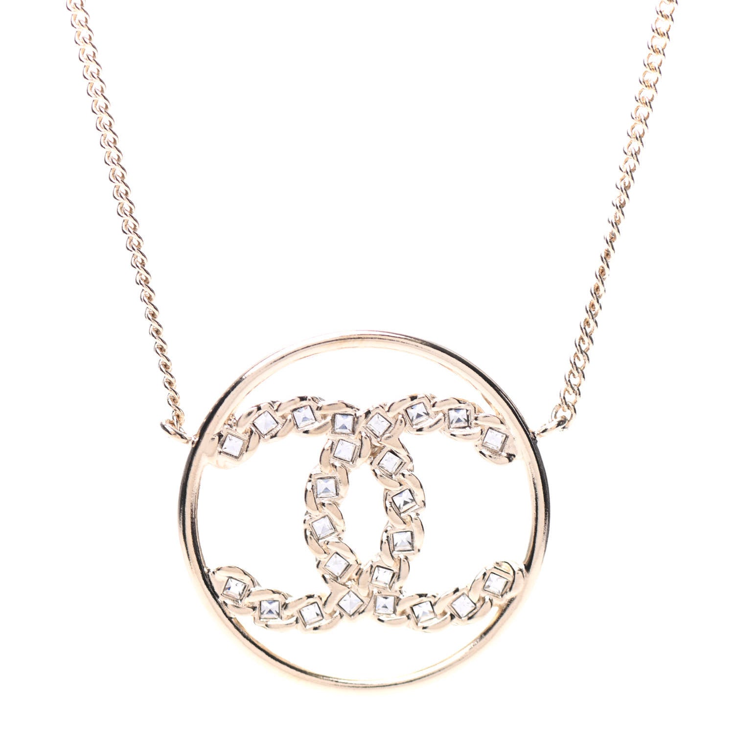 Chanel Baguette Crystal High Society CC Pendant Necklace Gold 4 of 6
