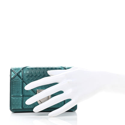 Christian Dior Metallic Patent Micro-Cannage Baby Diorama Flap Bag Green 2 of 13