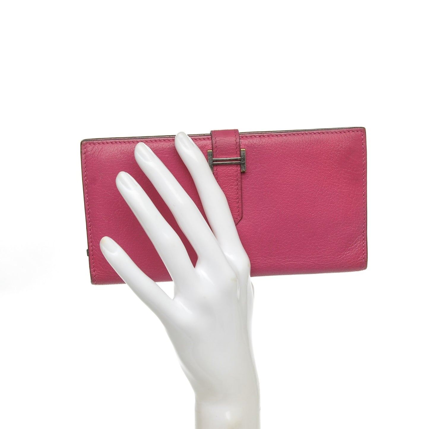 Chevre Mysore Bearn Gusset Wallet Rose Shocking