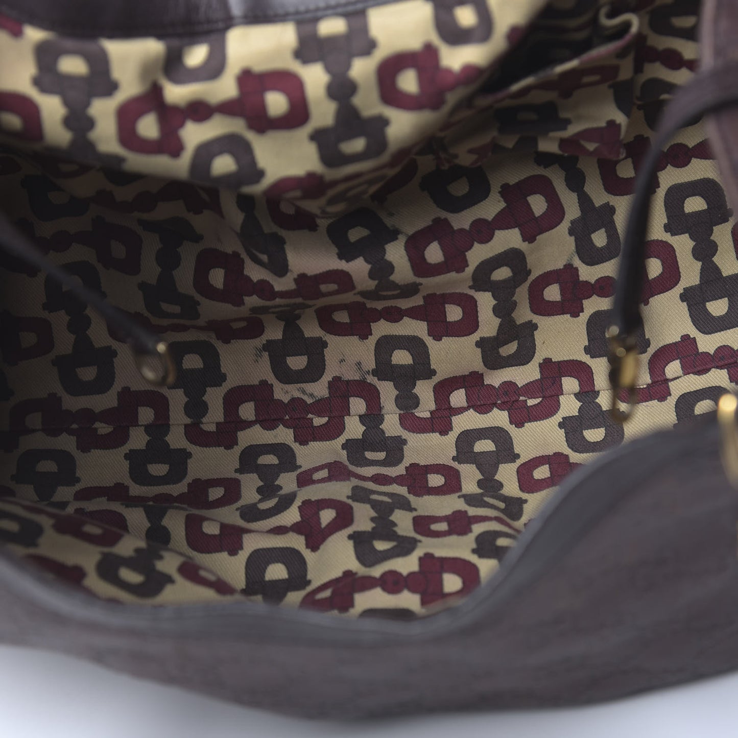 Guccissima Large D Gold Ring Shoulder Bag Chocolate