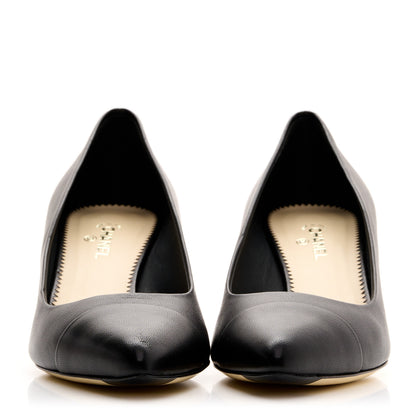 Chanel Lambskin Cap Toe Pearl Pumps 40 Black 4 of 8