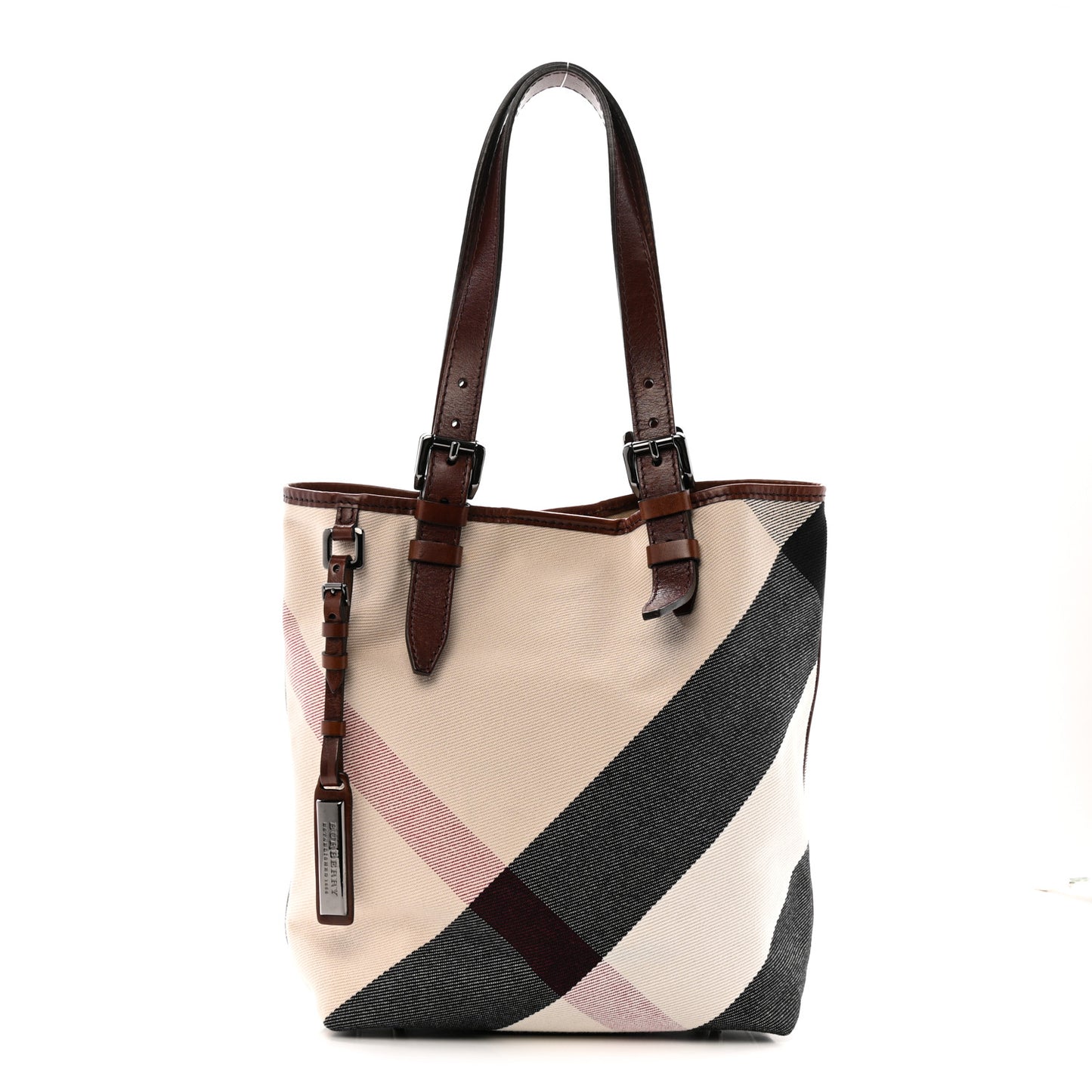 Canvas Mega Check Print Tote Beige