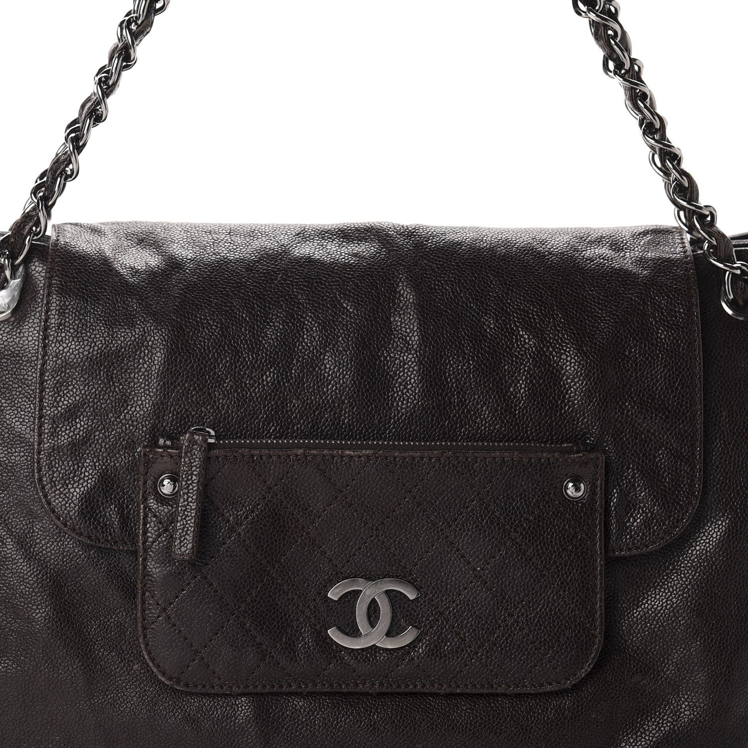 Chanel Glazed Caviar Pocket In The City Tote Brown 10 of 10