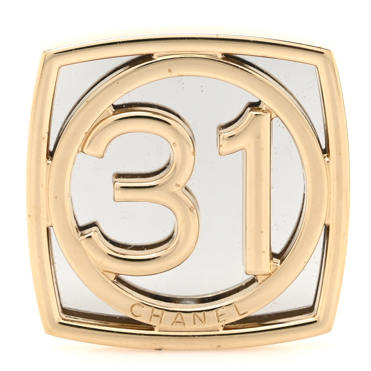 Chanel Metal Mirror 31 Logo Brooch Gold 1 of 3