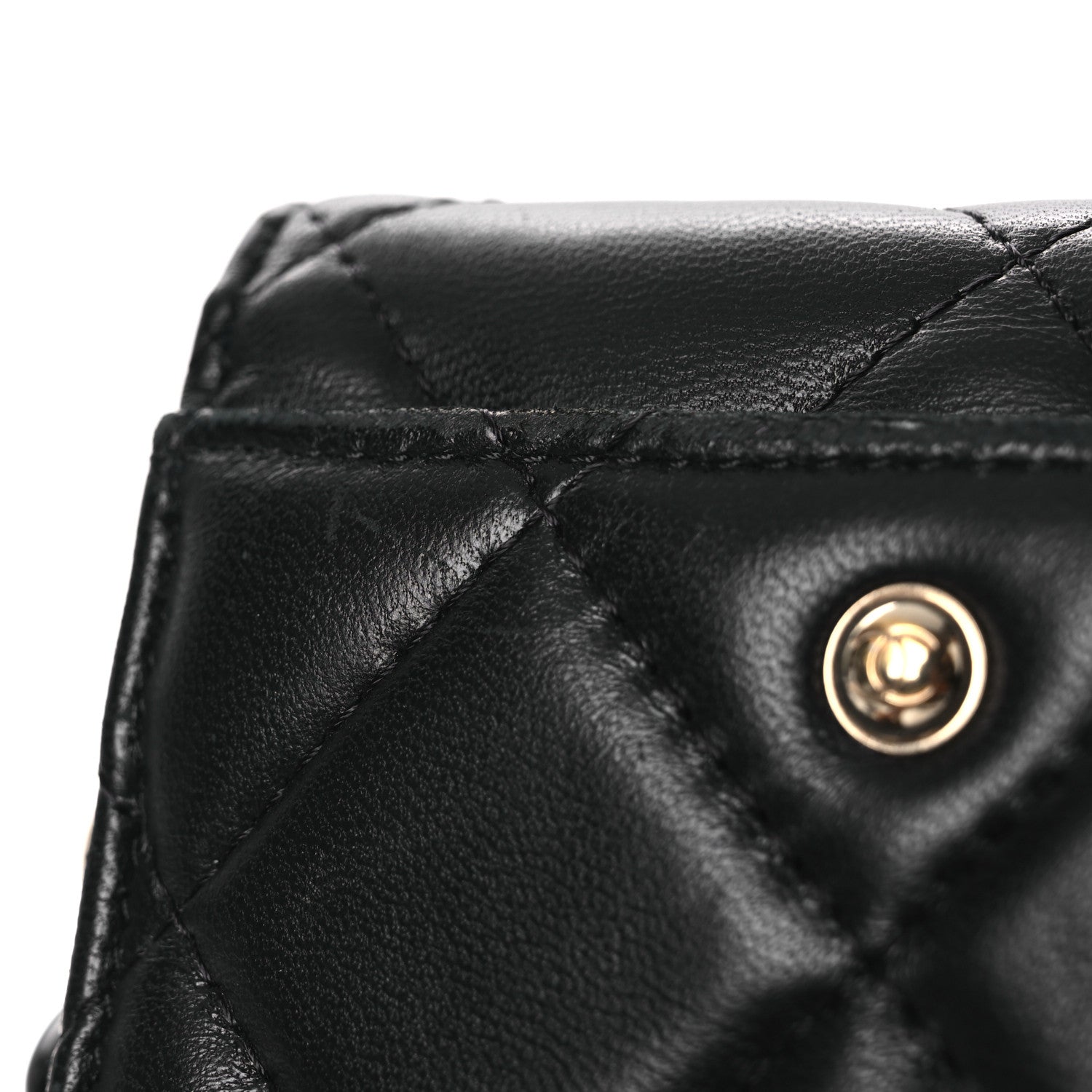 Chanel Lambskin Quilted Lacquered Chain Phone Holder With Chain Black 10 of 11
