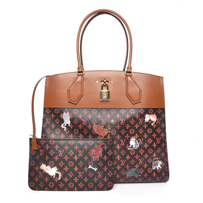 Louis Vuitton Calfskin Catogram City Steamer Cabas XXL Orange Marron 1 of 10