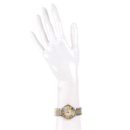 Cartier Stainless Steel 18K Yellow Gold 31mm Must De 21 Bullet Link Quartz Watch 2 of 8