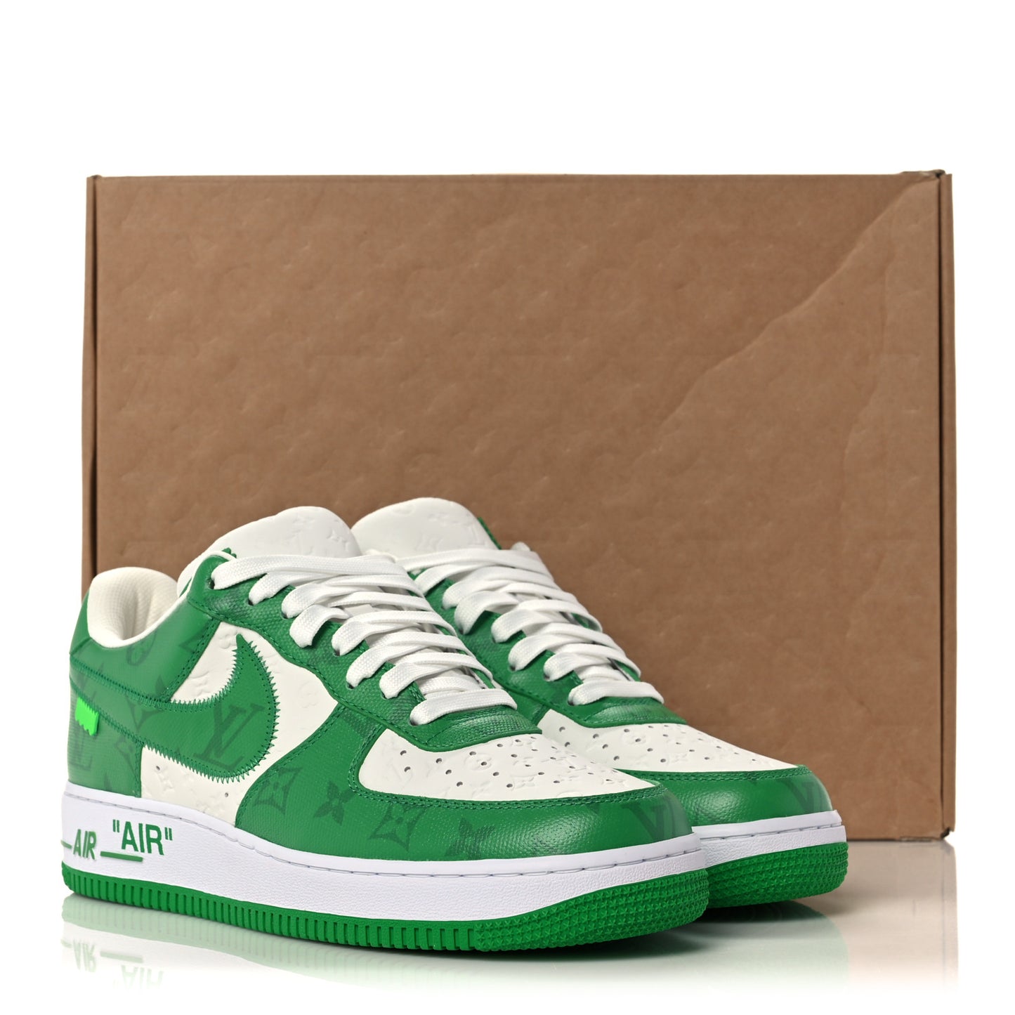 X NIKE AIR FORCE 1 Calfskin Monogram Mens Low Top Sneakers 8.5 Green