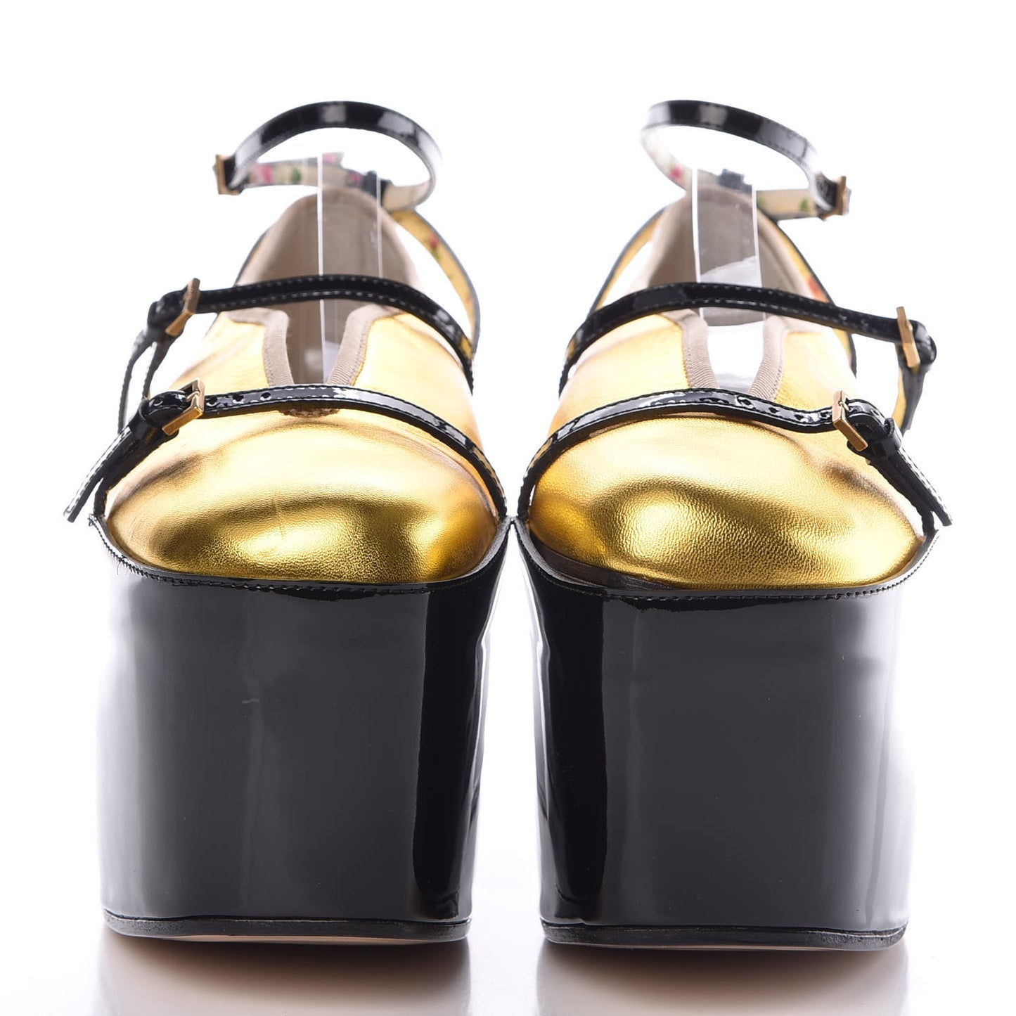 Metallic Nappa Patent Hannelore Detachable Platform Sandals 40 Gold