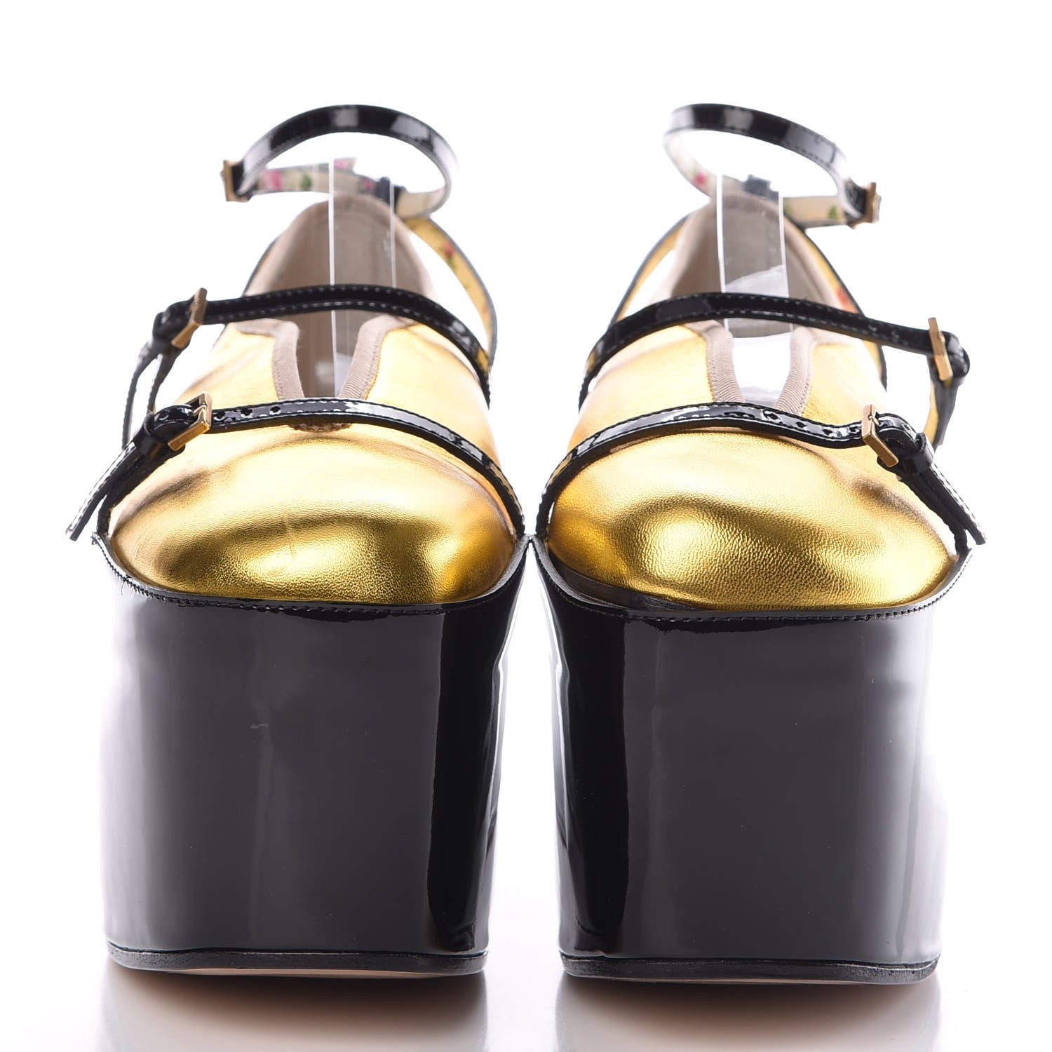 Gucci Metallic Nappa Patent Hannelore Detachable Platform Sandals 40 Gold 3 of 11