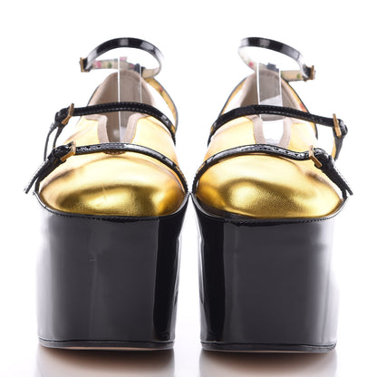 Gucci Metallic Nappa Patent Hannelore Detachable Platform Sandals 40 Gold 3 of 11
