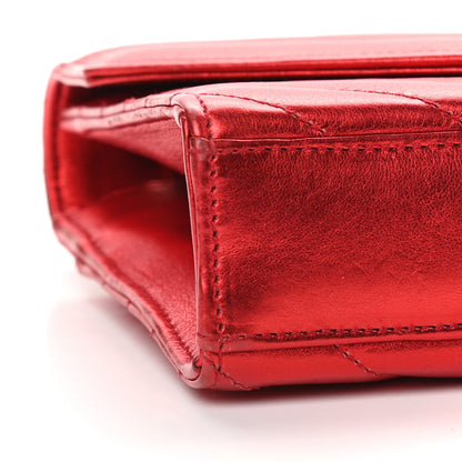 Saint Laurent Metallic Matelasse Chevron Small Monogram Chain Shoulder Bag Red 7 of 8