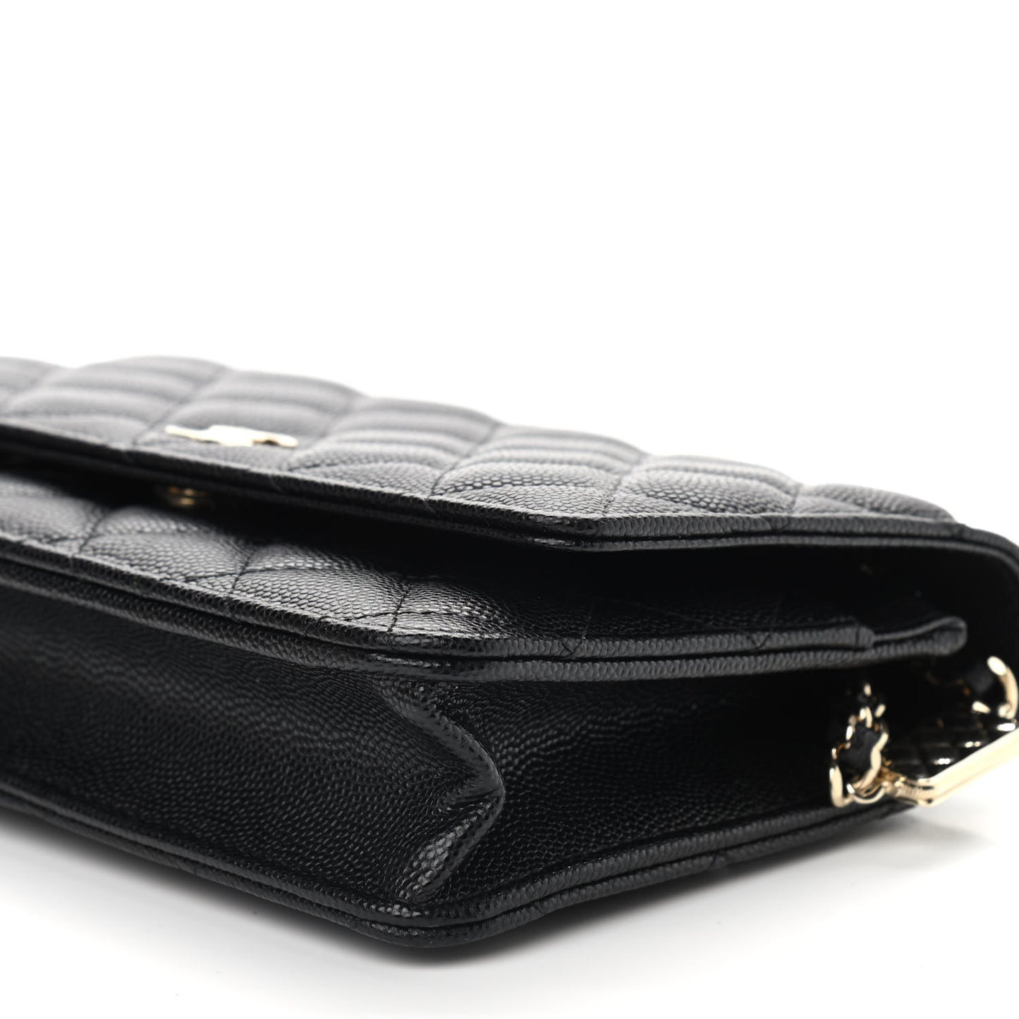 Caviar Quilted Wallet With Charms On Chain WOC Black