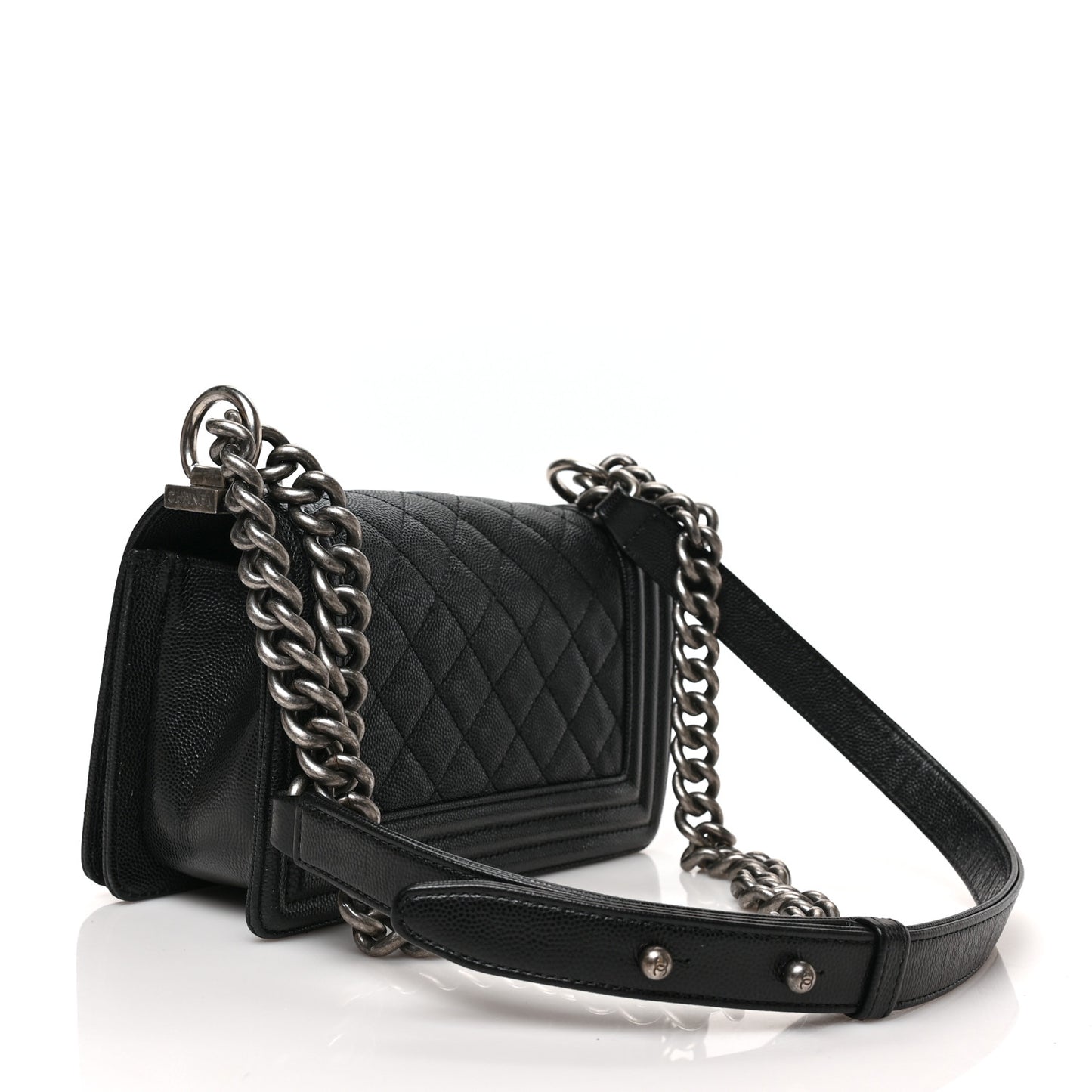 Caviar Quilted Small Boy Flap Black