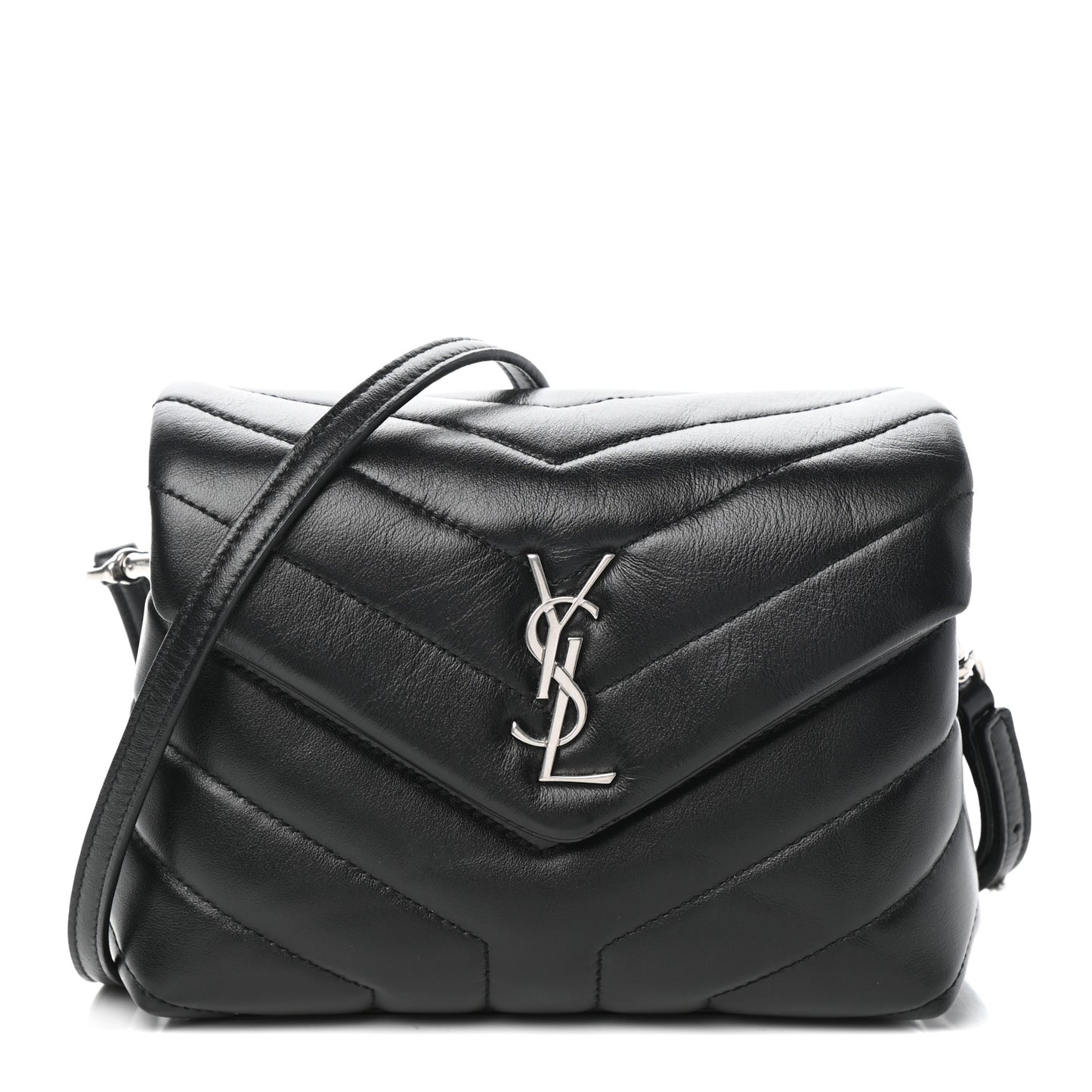 Calfskin Y Quilted Monogram Toy Loulou Crossbody Bag Black