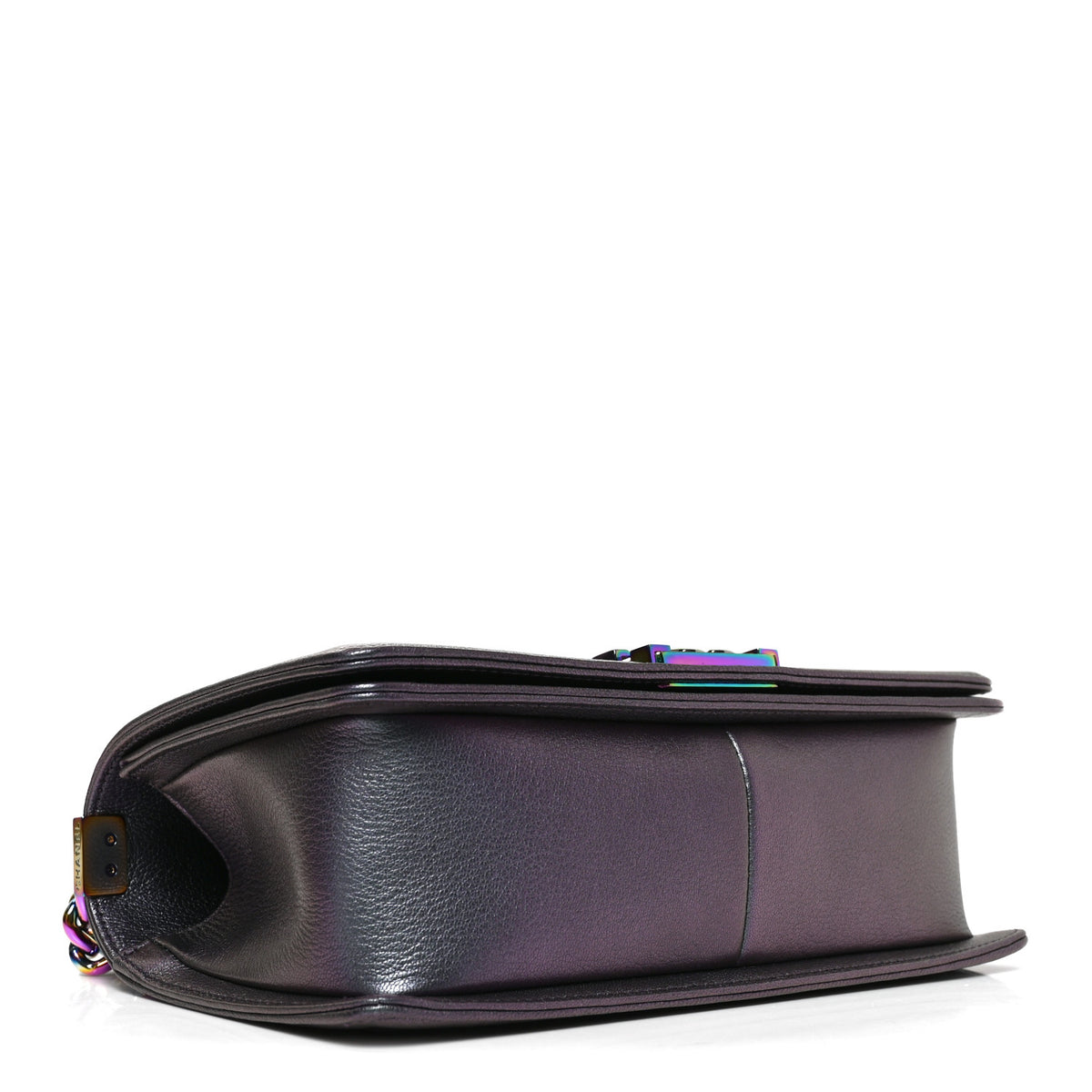 Iridescent Goatskin Quilted Medium Boy Flap Purple