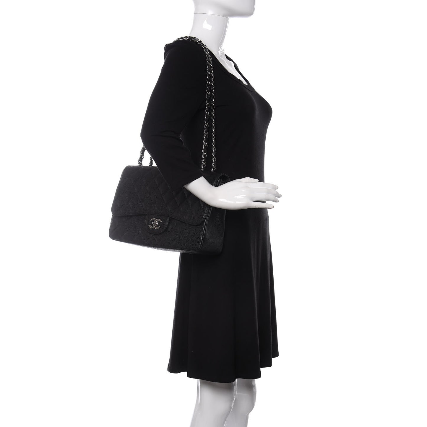 Caviar Quilted Jumbo Single Flap Black