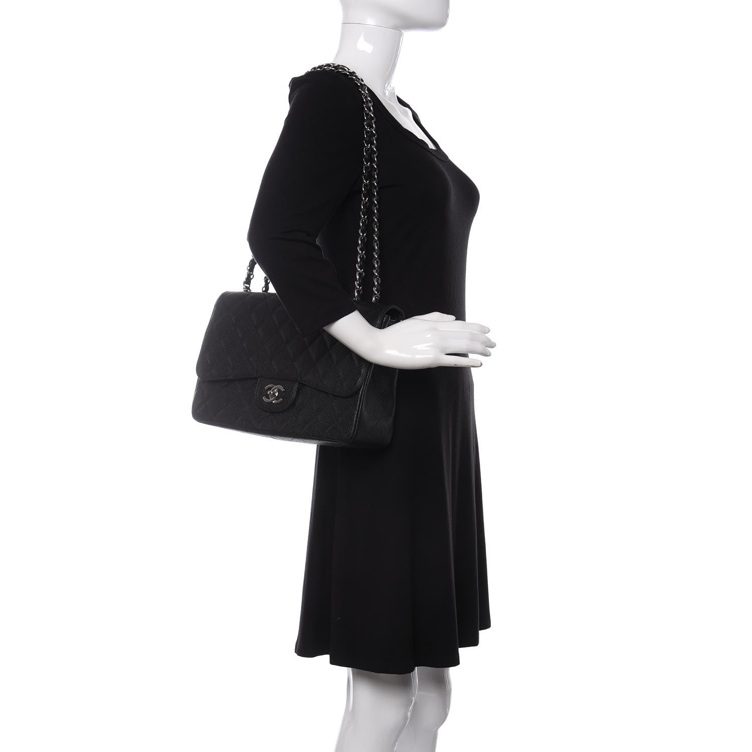Chanel Caviar Quilted Jumbo Single Flap Black 2 of 11