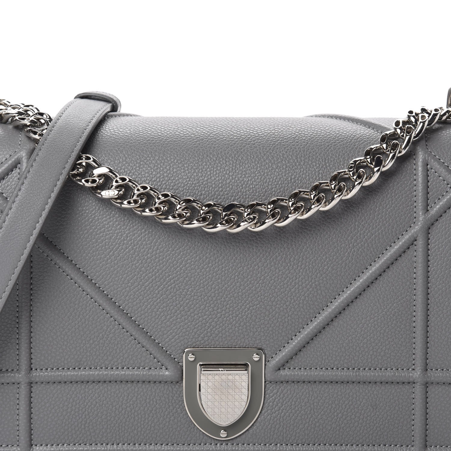 Christian Dior Grained Calfskin Medium Diorama Flap Bag Gris 11 of 11