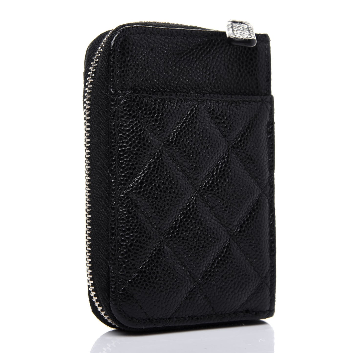 Caviar Quilted Zip Card Holder Black