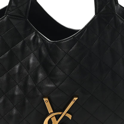 Saint Laurent Lambskin Quilted Maxi Icare Shopping Tote Black 9 of 12