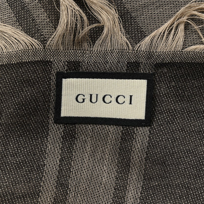 Gucci Wool Silk GG Monogram Diamante Plaid Surviee Shawl Beige Dark Brown 4 of 4