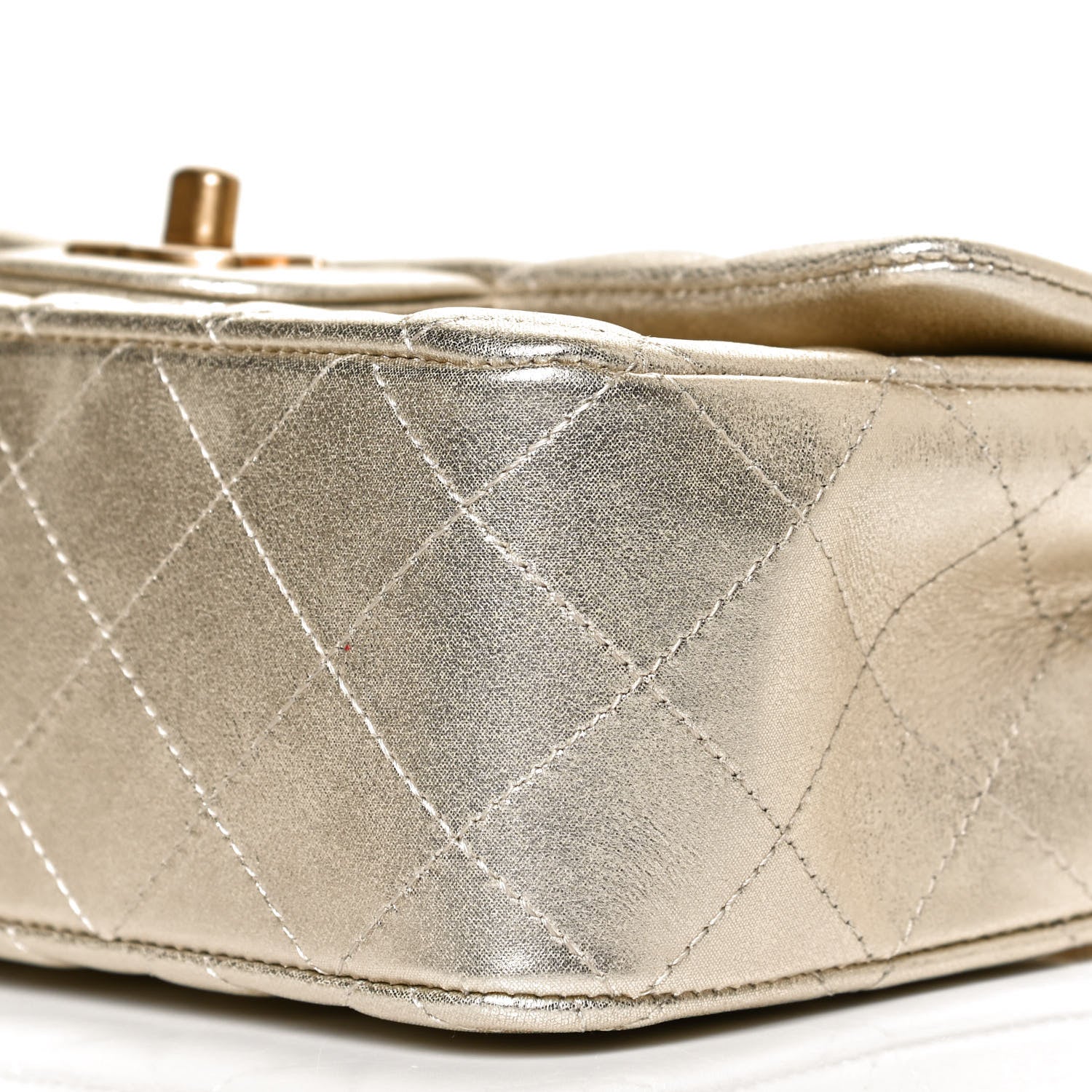 Chanel Metallic Lambskin Quilted Mini Rectangular Flap Gold 9 of 11