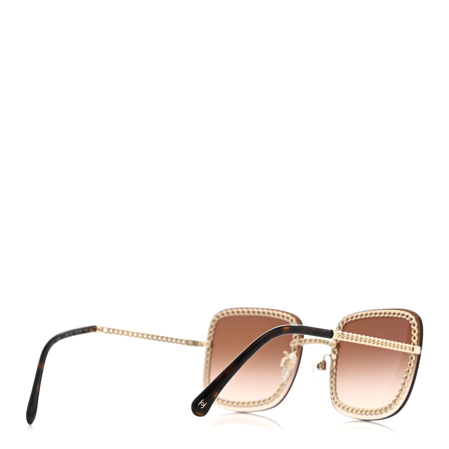 Chanel Metal Removable Chain Square Sunglasses 4244 Light Brown 4 of 10